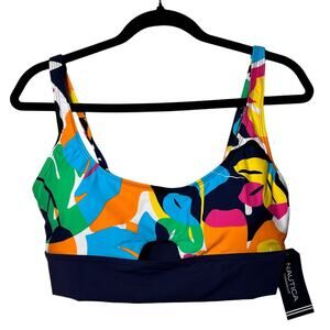 NWT Nautica Womens Swimwear Floral Adjustable‎ Padded Beach Vacation Tropical LG